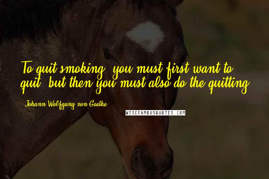 Johann Wolfgang Von Goethe Quotes: To quit smoking, you must first want to quit, but then you must also do the quitting