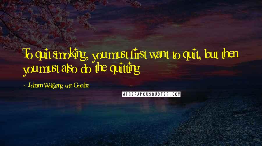 Johann Wolfgang Von Goethe Quotes: To quit smoking, you must first want to quit, but then you must also do the quitting