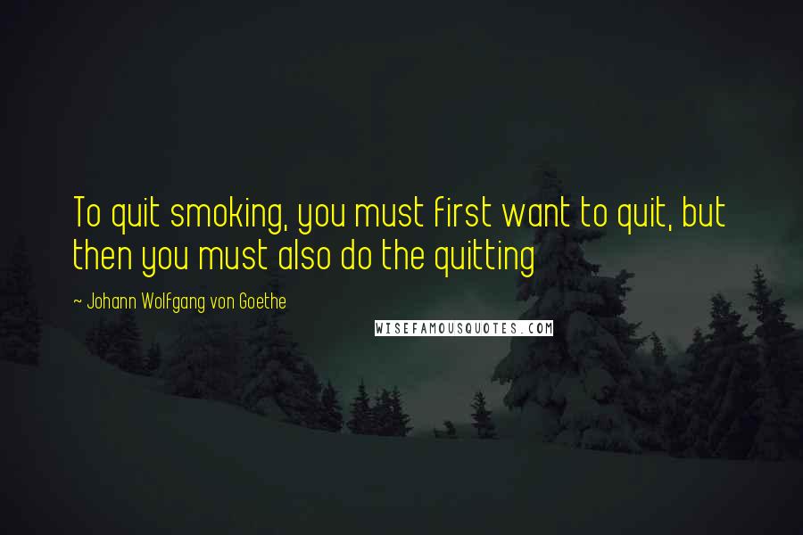 Johann Wolfgang Von Goethe Quotes: To quit smoking, you must first want to quit, but then you must also do the quitting