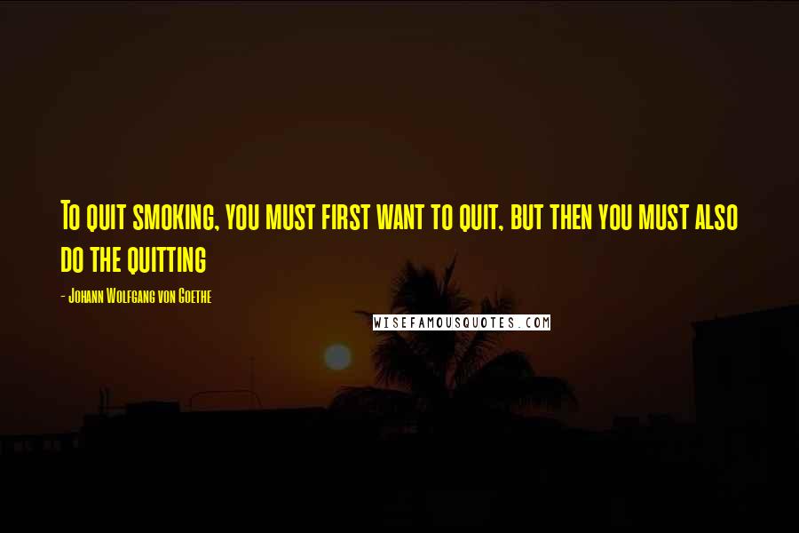 Johann Wolfgang Von Goethe Quotes: To quit smoking, you must first want to quit, but then you must also do the quitting