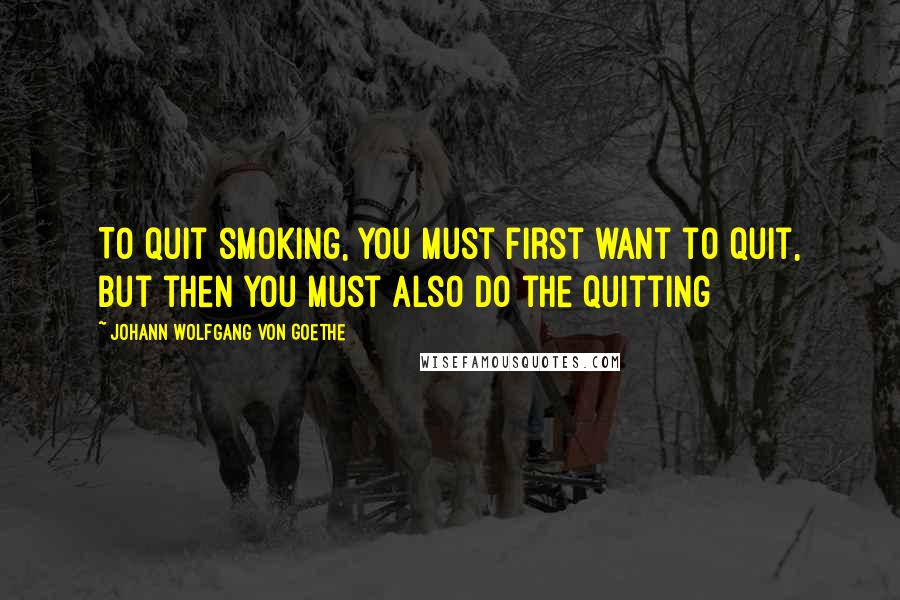 Johann Wolfgang Von Goethe Quotes: To quit smoking, you must first want to quit, but then you must also do the quitting