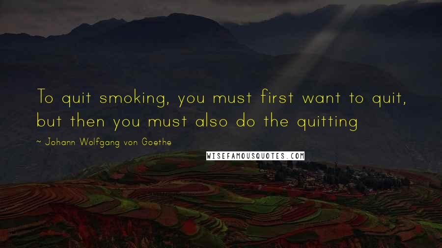 Johann Wolfgang Von Goethe Quotes: To quit smoking, you must first want to quit, but then you must also do the quitting