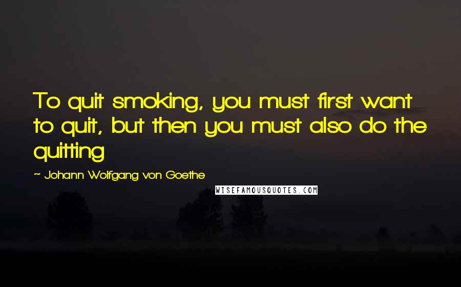 Johann Wolfgang Von Goethe Quotes: To quit smoking, you must first want to quit, but then you must also do the quitting