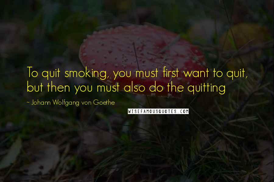Johann Wolfgang Von Goethe Quotes: To quit smoking, you must first want to quit, but then you must also do the quitting