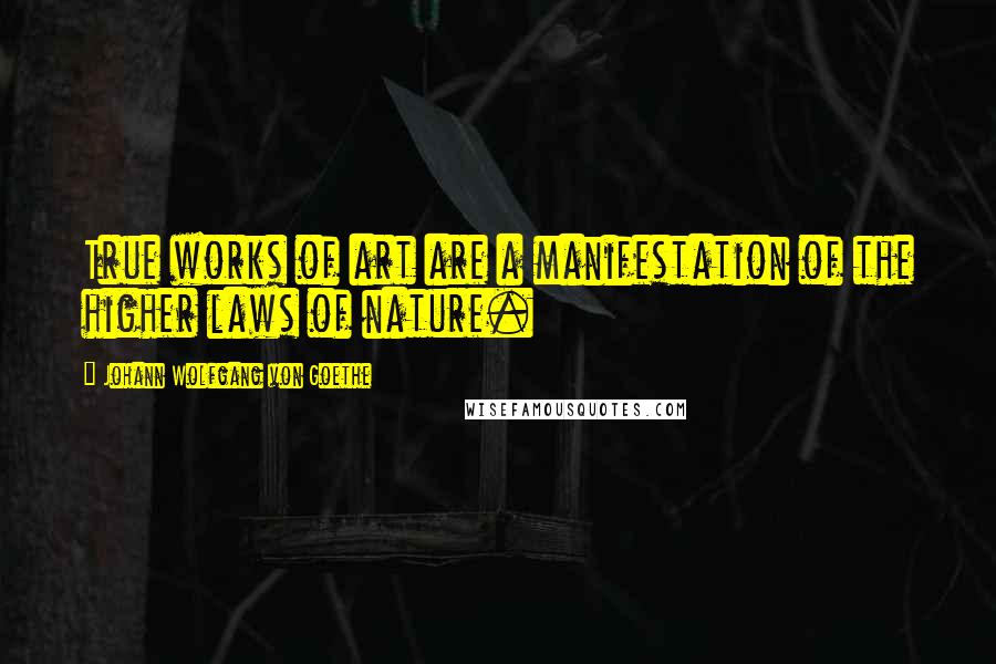 Johann Wolfgang Von Goethe Quotes: True works of art are a manifestation of the higher laws of nature.