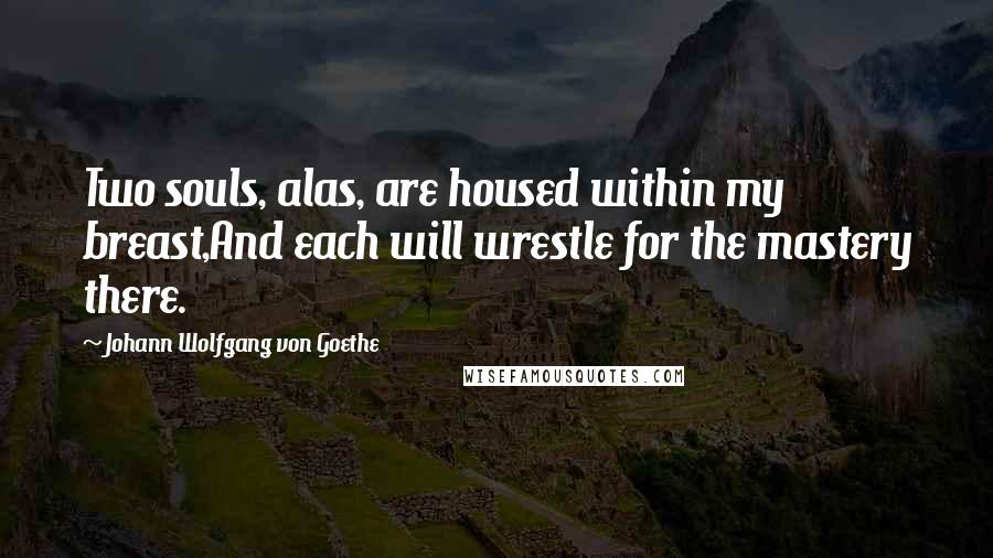 Johann Wolfgang Von Goethe Quotes: Two souls, alas, are housed within my breast,And each will wrestle for the mastery there.