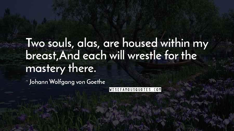 Johann Wolfgang Von Goethe Quotes: Two souls, alas, are housed within my breast,And each will wrestle for the mastery there.