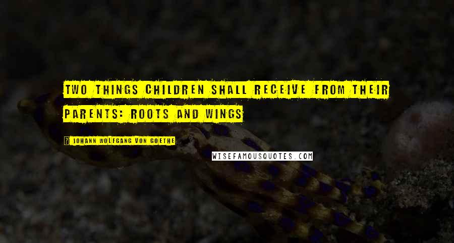 Johann Wolfgang Von Goethe Quotes: Two things children shall receive from their parents: roots and wings