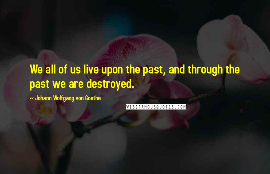 Johann Wolfgang Von Goethe Quotes: We all of us live upon the past, and through the past we are destroyed.