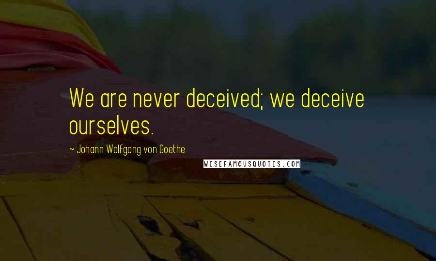Johann Wolfgang Von Goethe Quotes: We are never deceived; we deceive ourselves.