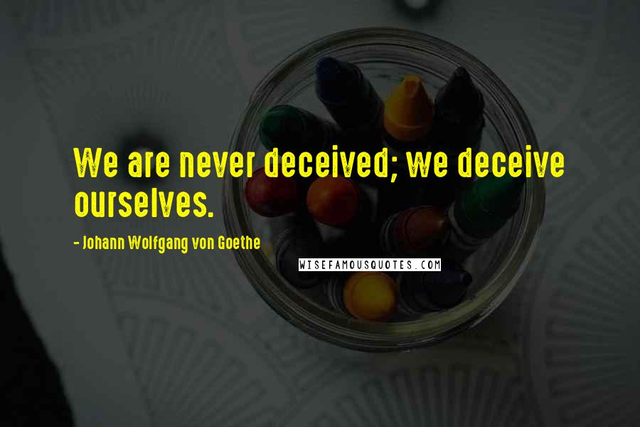 Johann Wolfgang Von Goethe Quotes: We are never deceived; we deceive ourselves.