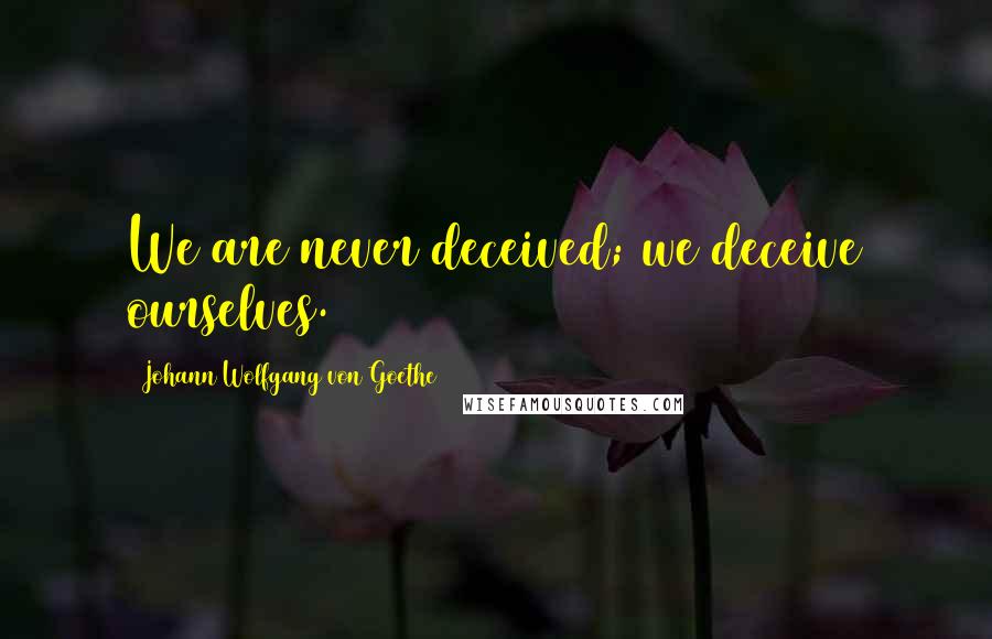 Johann Wolfgang Von Goethe Quotes: We are never deceived; we deceive ourselves.