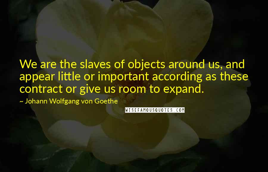 Johann Wolfgang Von Goethe Quotes: We are the slaves of objects around us, and appear little or important according as these contract or give us room to expand.