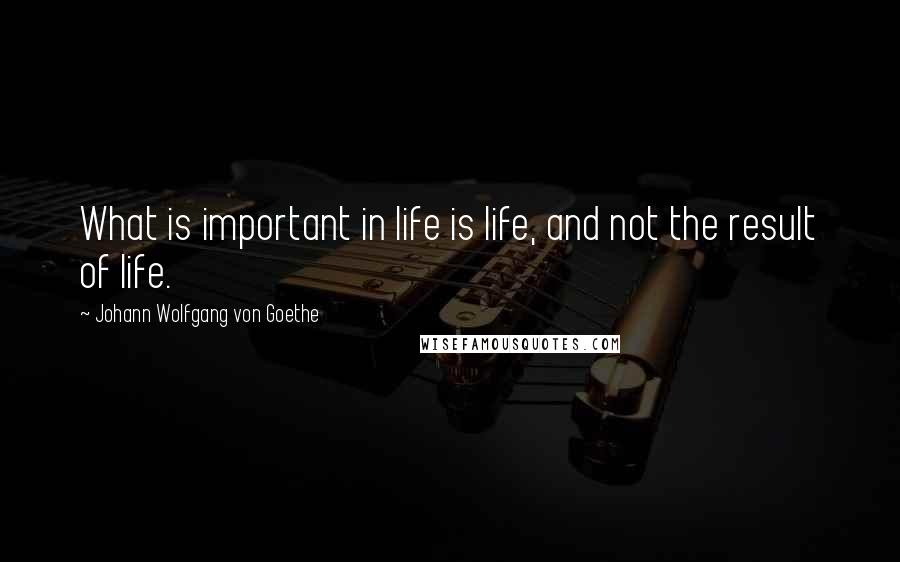Johann Wolfgang Von Goethe Quotes: What is important in life is life, and not the result of life.