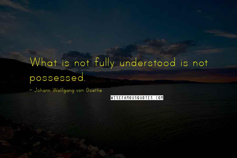 Johann Wolfgang Von Goethe Quotes: What is not fully understood is not possessed.