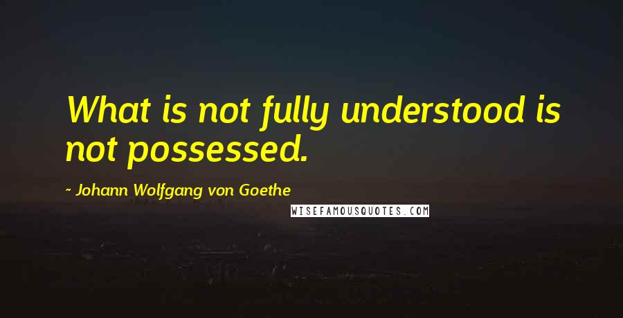 Johann Wolfgang Von Goethe Quotes: What is not fully understood is not possessed.