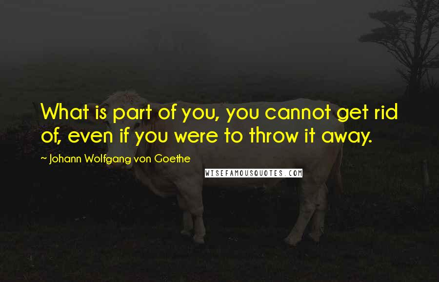 Johann Wolfgang Von Goethe Quotes: What is part of you, you cannot get rid of, even if you were to throw it away.