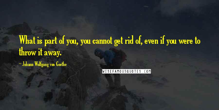 Johann Wolfgang Von Goethe Quotes: What is part of you, you cannot get rid of, even if you were to throw it away.