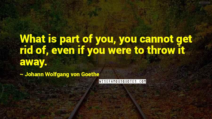 Johann Wolfgang Von Goethe Quotes: What is part of you, you cannot get rid of, even if you were to throw it away.