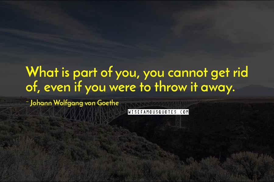 Johann Wolfgang Von Goethe Quotes: What is part of you, you cannot get rid of, even if you were to throw it away.
