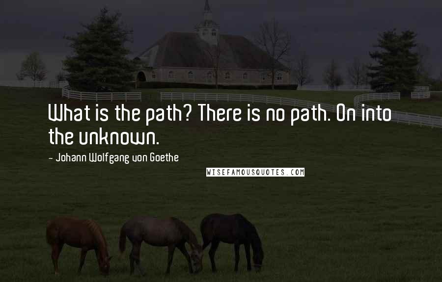 Johann Wolfgang Von Goethe Quotes: What is the path? There is no path. On into the unknown.