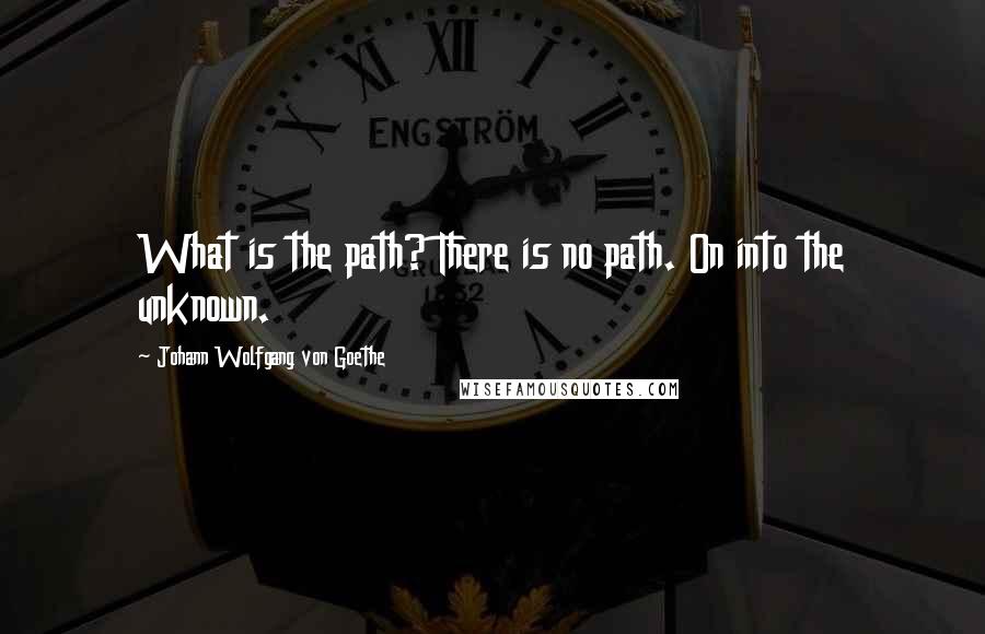 Johann Wolfgang Von Goethe Quotes: What is the path? There is no path. On into the unknown.