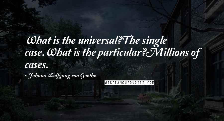 Johann Wolfgang Von Goethe Quotes: What is the universal?The single case.What is the particular?Millions of cases.