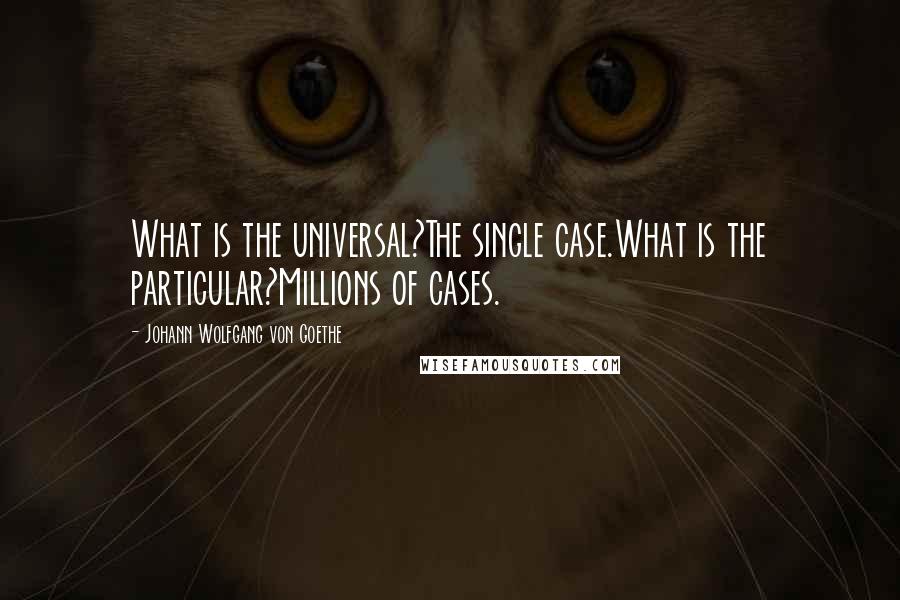 Johann Wolfgang Von Goethe Quotes: What is the universal?The single case.What is the particular?Millions of cases.