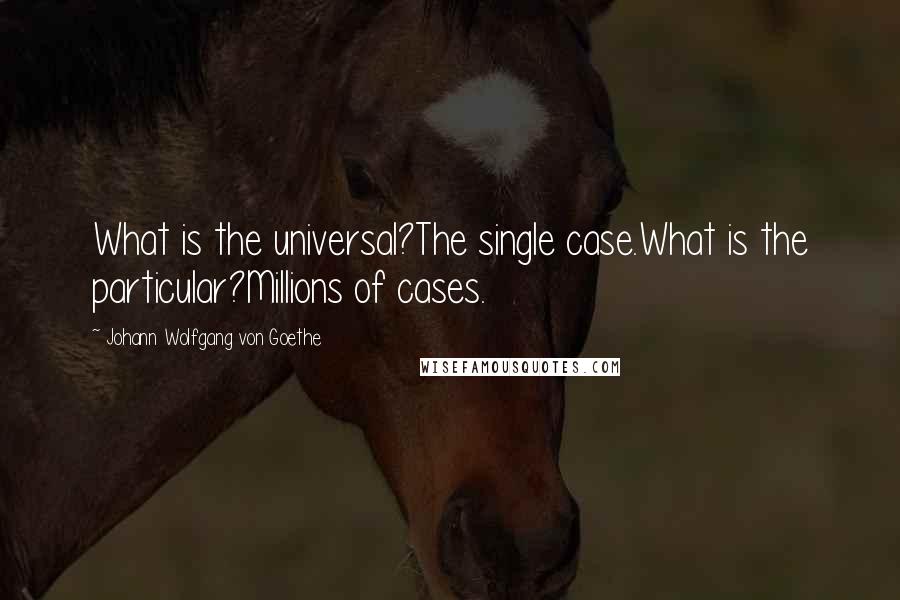 Johann Wolfgang Von Goethe Quotes: What is the universal?The single case.What is the particular?Millions of cases.