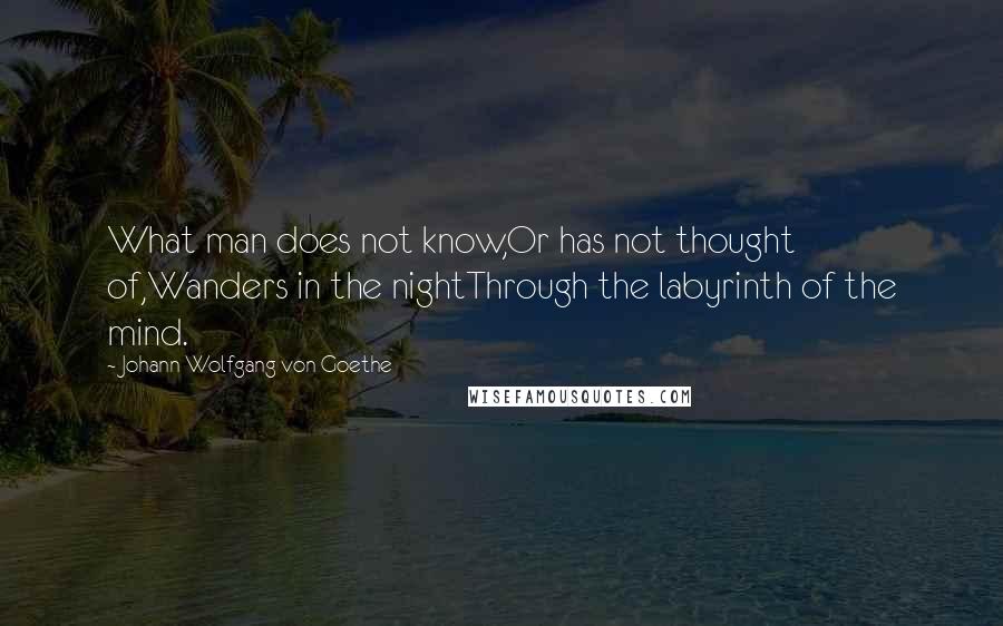 Johann Wolfgang Von Goethe Quotes: What man does not know,Or has not thought of,Wanders in the nightThrough the labyrinth of the mind.