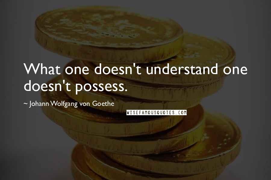 Johann Wolfgang Von Goethe Quotes: What one doesn't understand one doesn't possess.