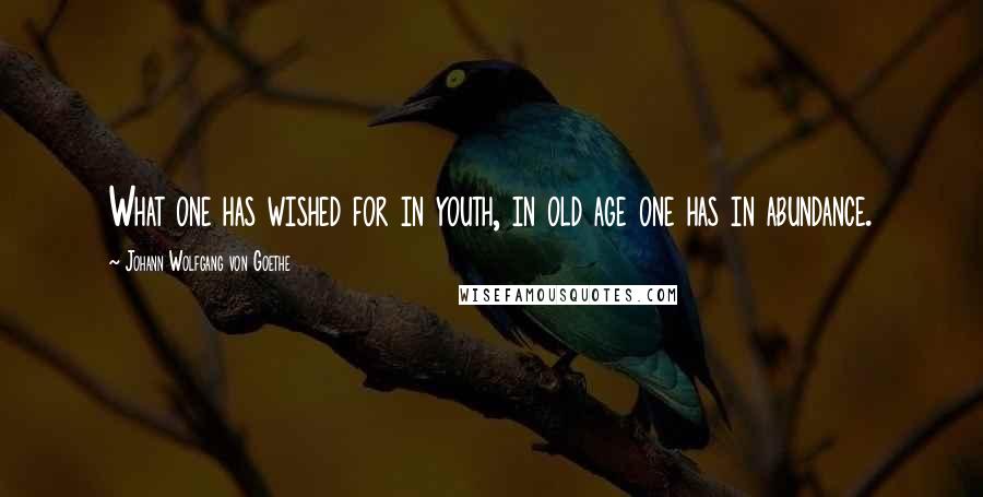 Johann Wolfgang Von Goethe Quotes: What one has wished for in youth, in old age one has in abundance.