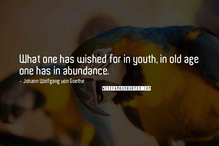 Johann Wolfgang Von Goethe Quotes: What one has wished for in youth, in old age one has in abundance.