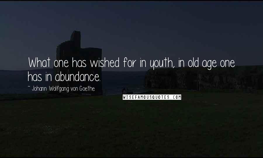 Johann Wolfgang Von Goethe Quotes: What one has wished for in youth, in old age one has in abundance.