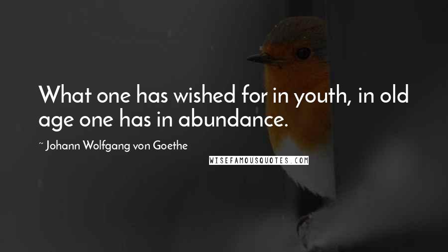 Johann Wolfgang Von Goethe Quotes: What one has wished for in youth, in old age one has in abundance.