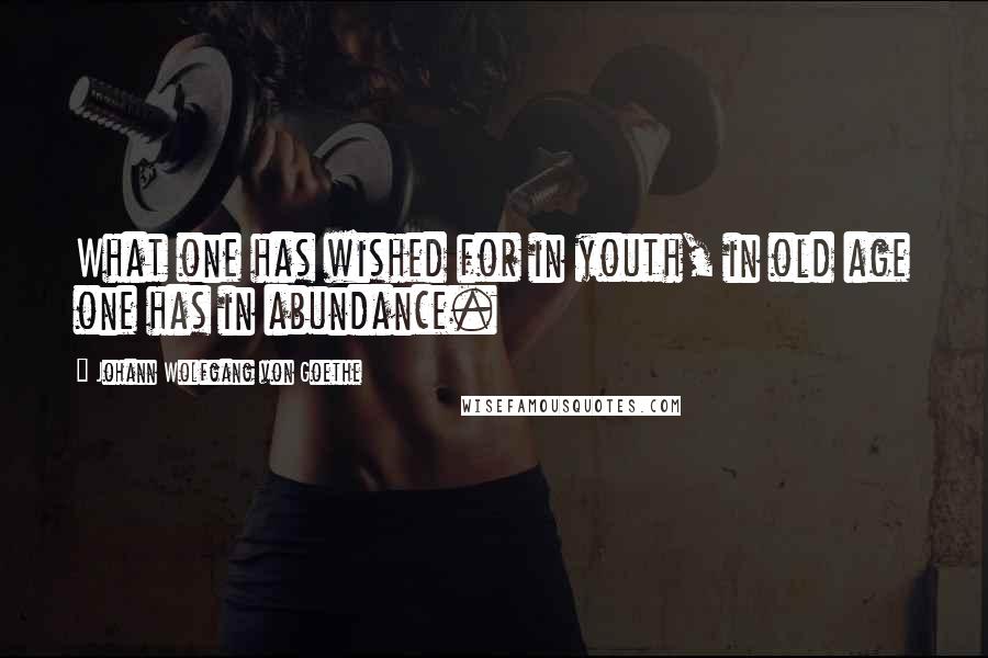 Johann Wolfgang Von Goethe Quotes: What one has wished for in youth, in old age one has in abundance.