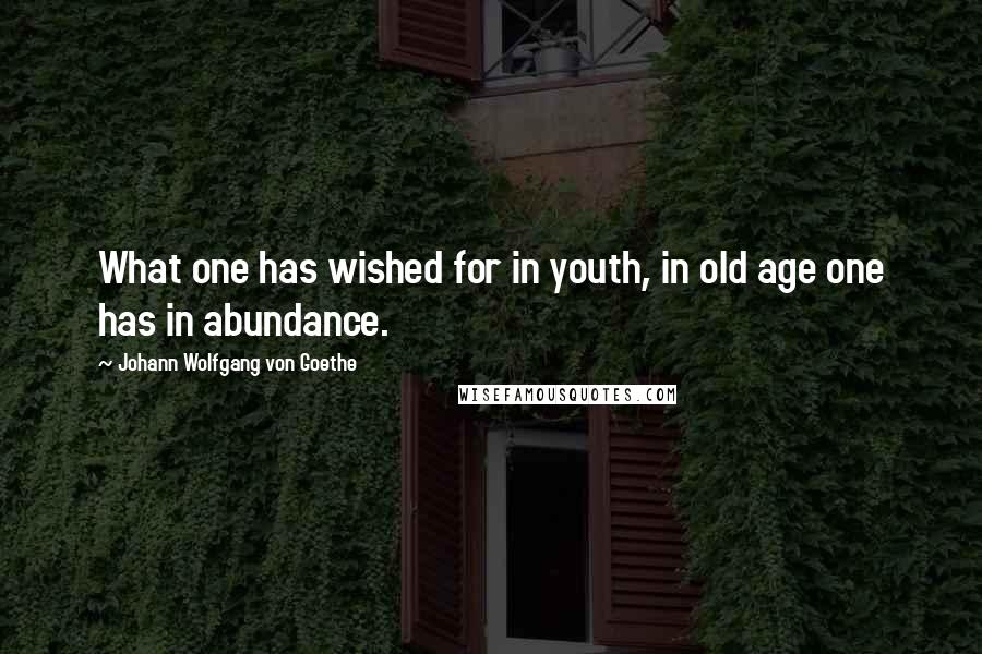 Johann Wolfgang Von Goethe Quotes: What one has wished for in youth, in old age one has in abundance.