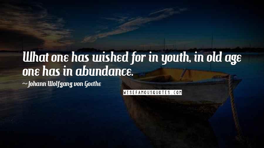 Johann Wolfgang Von Goethe Quotes: What one has wished for in youth, in old age one has in abundance.