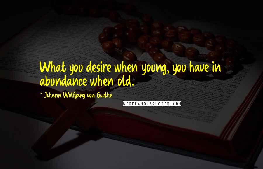 Johann Wolfgang Von Goethe Quotes: What you desire when young, you have in abundance when old.
