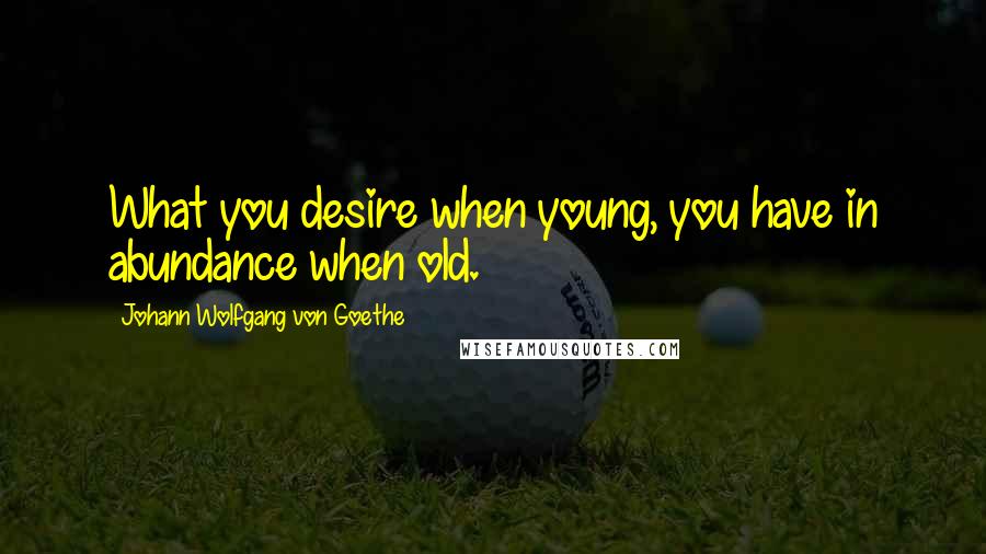 Johann Wolfgang Von Goethe Quotes: What you desire when young, you have in abundance when old.