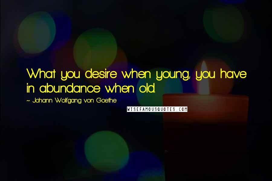 Johann Wolfgang Von Goethe Quotes: What you desire when young, you have in abundance when old.