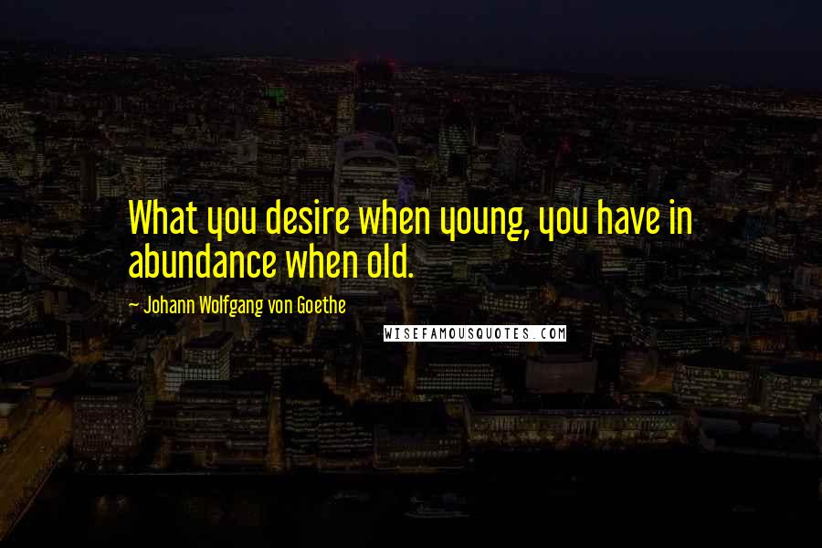 Johann Wolfgang Von Goethe Quotes: What you desire when young, you have in abundance when old.