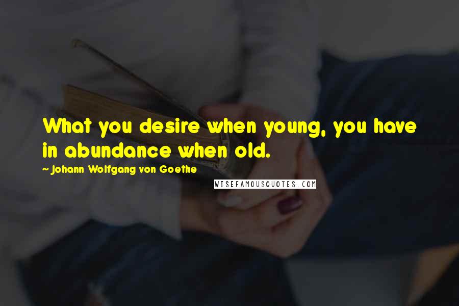 Johann Wolfgang Von Goethe Quotes: What you desire when young, you have in abundance when old.