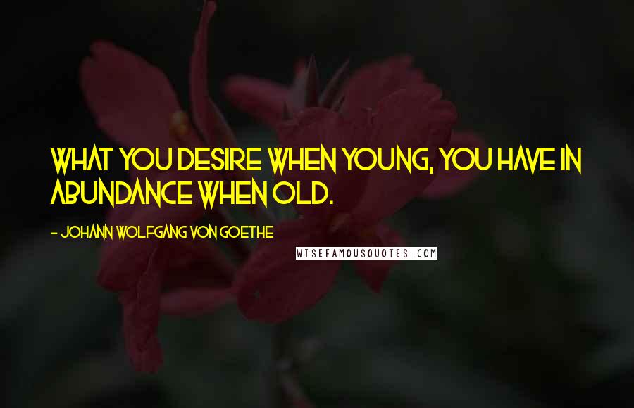 Johann Wolfgang Von Goethe Quotes: What you desire when young, you have in abundance when old.