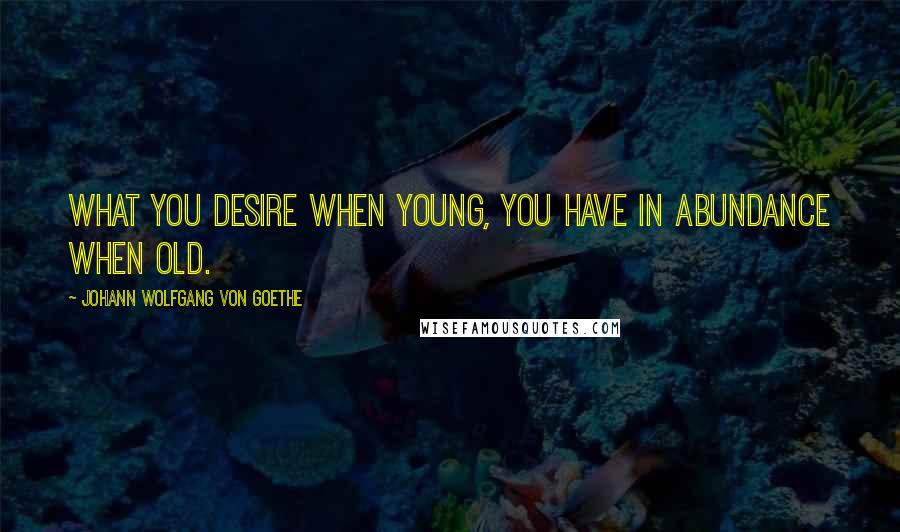 Johann Wolfgang Von Goethe Quotes: What you desire when young, you have in abundance when old.