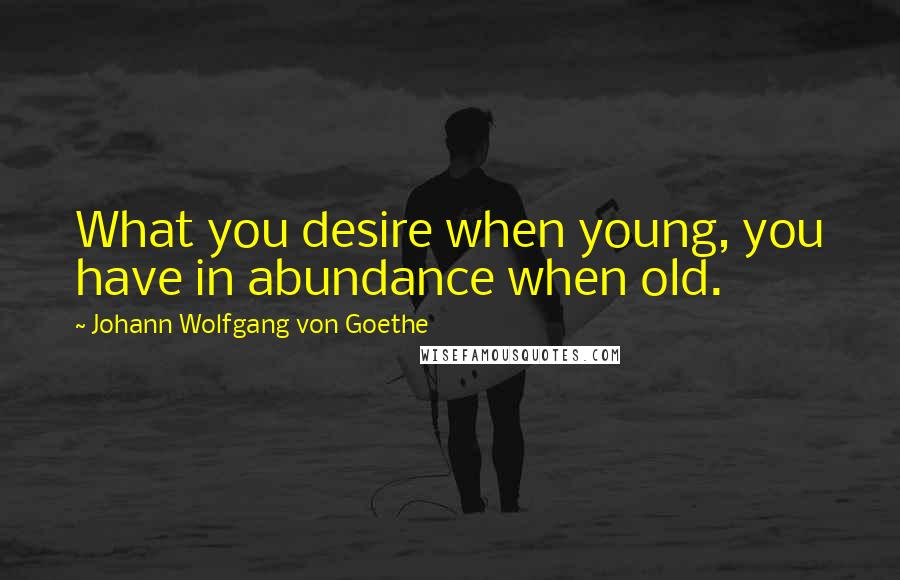 Johann Wolfgang Von Goethe Quotes: What you desire when young, you have in abundance when old.