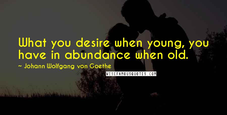 Johann Wolfgang Von Goethe Quotes: What you desire when young, you have in abundance when old.
