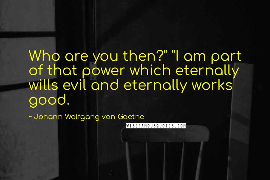 Johann Wolfgang Von Goethe Quotes: Who are you then?" "I am part of that power which eternally wills evil and eternally works good.