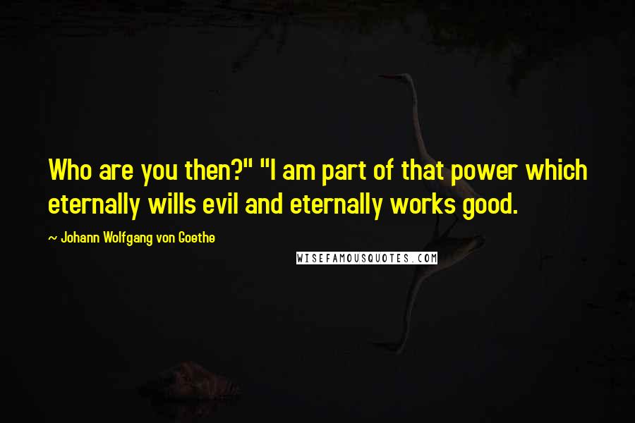 Johann Wolfgang Von Goethe Quotes: Who are you then?" "I am part of that power which eternally wills evil and eternally works good.