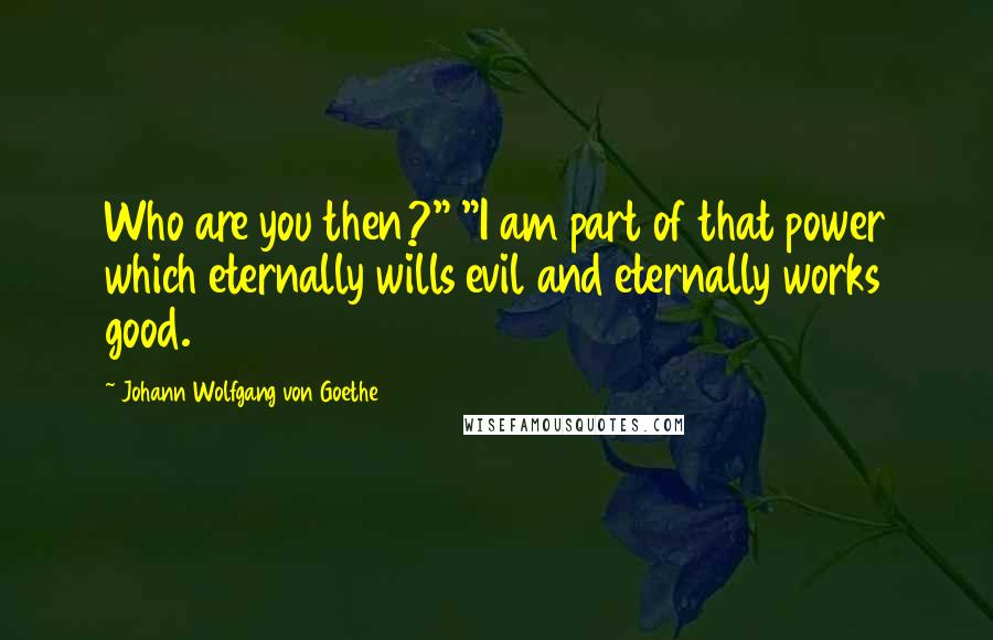 Johann Wolfgang Von Goethe Quotes: Who are you then?" "I am part of that power which eternally wills evil and eternally works good.